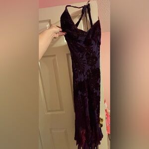 SOLDTrue Vintage 90s Purple Silk Floral Dress